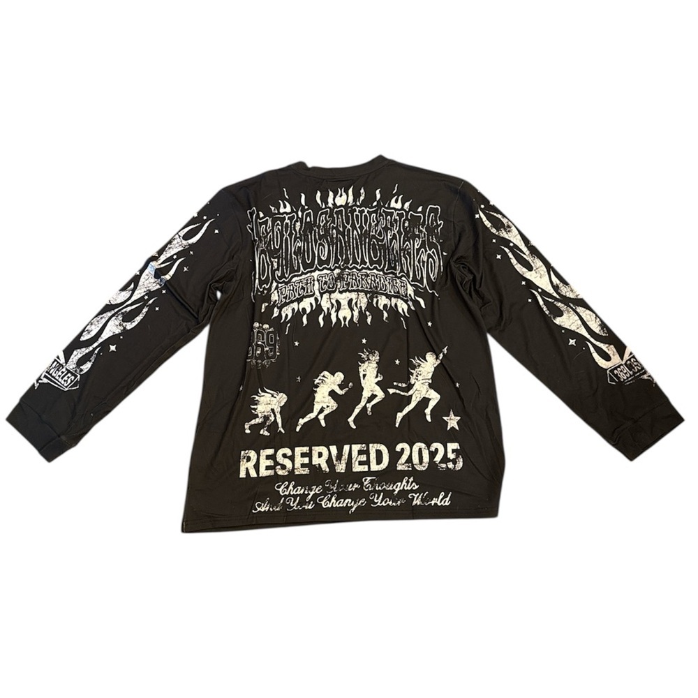 NWT, Black Graphic Long Sleeve, M, L48 - Picture 2 of 2